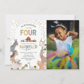 Boerderij foto 4e verjaardagsuitnodiging kaart (Voorkant)