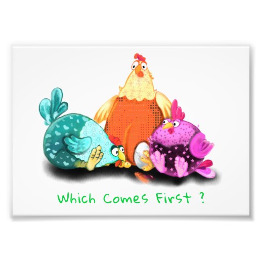 Boerderij Foto print kippen die eitjes wachten tot Afdruk (Voorkant)