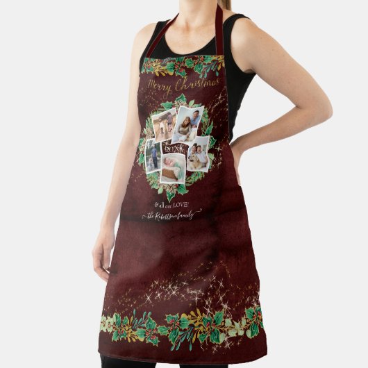 Boerderij Foto Vrolijk Kerstfeest Gouden Sterren B Schort (Insitu)