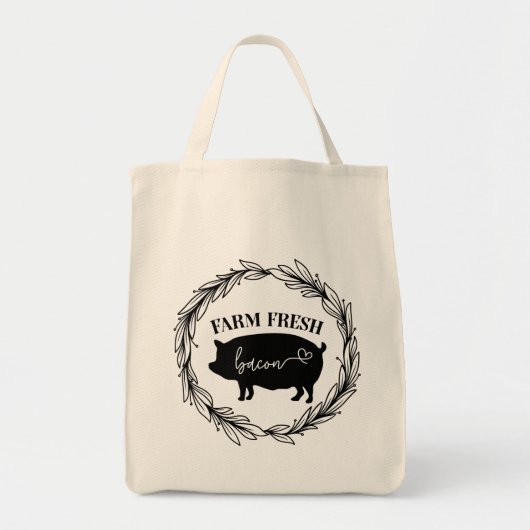Boerderij Fresh Bacon Varken Silhouet Krans Tote Bag (Voorkant)