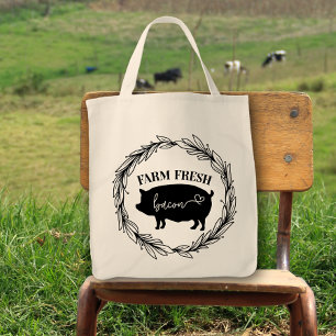 Boerderij Fresh Bacon Varken Silhouet Krans Tote Bag
