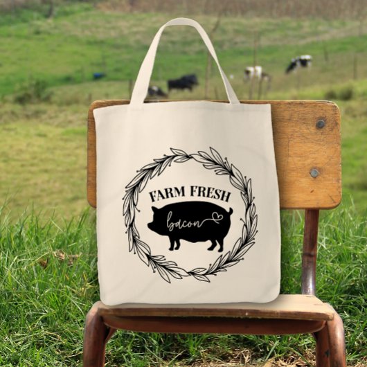 Boerderij Fresh Bacon Varken Silhouet Krans Tote Bag