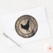 Boerderij Fresh Black Hen Silhouet & Schuur Houten Ronde Sticker (Envelop)