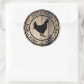 Boerderij Fresh Black Hen Silhouet & Schuur Houten Ronde Sticker (Tas)