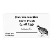 Boerderij Fresh Bob White Quail Eggs Witte Doos Etiket (Voorkant)