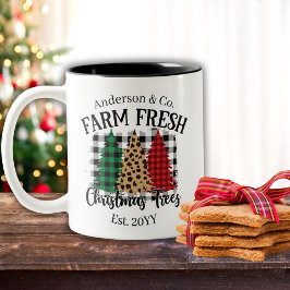 Boerderij Fresh Buffalo Plaid Kerstbomen Tweekleurige Koffiemok