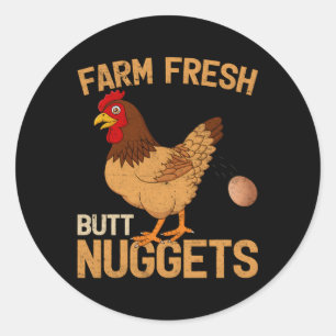 Boerderij Fresh Butt Nuggets Chicken Farmer Ronde Sticker