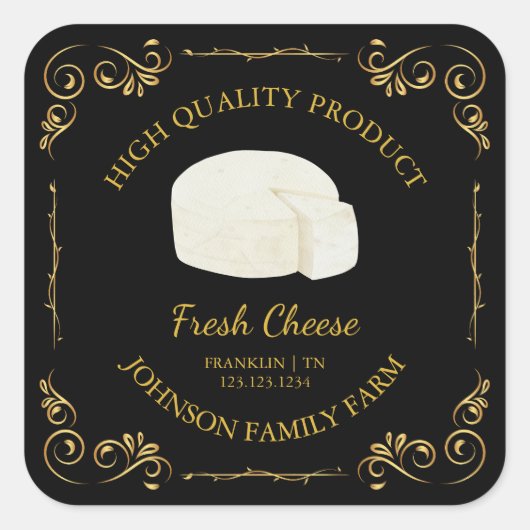  Boerderij Fresh Cheese Square Label (Voorkant)