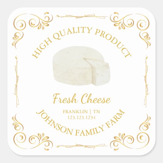  Boerderij Fresh Cheese Square Label (Voorkant)