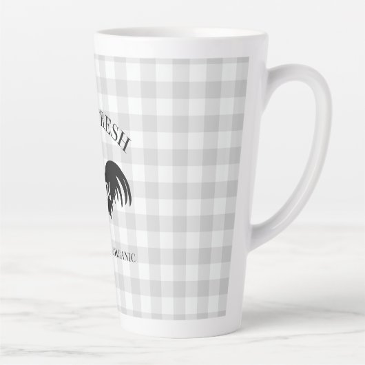 Boerderij Fresh Chicken Country Gingham Latte Mok (Rechts)