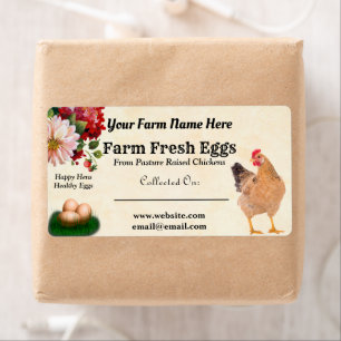 Boerderij Fresh Chicken Eggs Floral Brown Karton Etiket