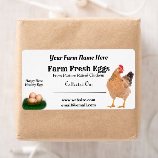 Boerderij Fresh Chicken Eggs White Carton Etiket (Insitu)