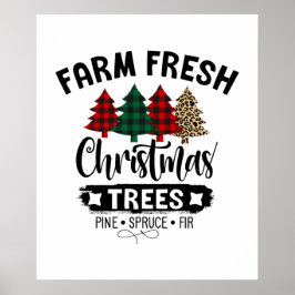 Boerderij Fresh Christmas Tree Buffalo Plaid Poster