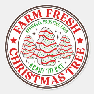 Boerderij Fresh Christmas Tree Frosting Cake Ronde Sticker