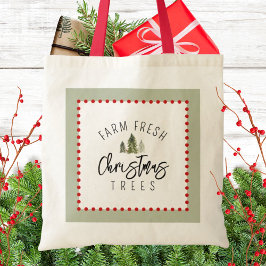 Boerderij Fresh Christmas Trees Groen Rood Waterve Tote Bag