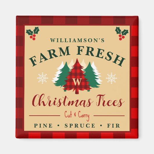 Boerderij Fresh Christmas Trees - Kerstpatroon Magneet (Voorkant)