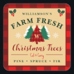 Boerderij Fresh Christmas Trees - Kerstpatroon Vierkante Sticker<br><div class="desc">Boerderij Fresh Christmas Trees grafisch ontwerp met geweldige typografie lettertype belettering is een geweldig cadeau-idee voor mannen, vrouwen, echtgenoten, vrouw vriendinnen, en een vriend die zal houden van dit moderne en elegante patroon. Het beste en originele kerst viering cadeau voor uw vakantie collectie. Dit ontwerp past ook op tijd voor...</div>