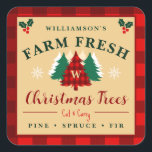 Boerderij Fresh Christmas Trees - Kerstpatroon Vierkante Sticker<br><div class="desc">Boerderij Fresh Christmas Trees grafisch ontwerp met geweldige typografie lettertype belettering is een geweldig cadeau-idee voor mannen, vrouwen, echtgenoten, vrouw vriendinnen, en een vriend die zal houden van dit moderne en elegante patroon. Het beste en originele kerst viering cadeau voor uw vakantie collectie. Dit ontwerp past ook op tijd voor...</div>