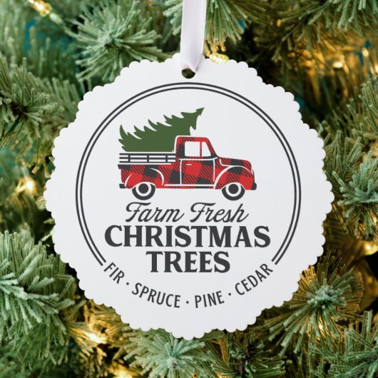 Boerderij Fresh Christmas Trees Truck Ornament Kaart (Insitu (Drie))