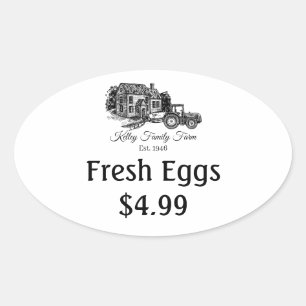 Boerderij Fresh Egg prijsetiketten aanpassen Ovale Sticker