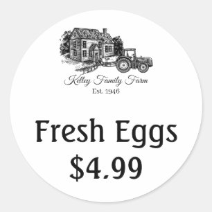 Boerderij Fresh Egg prijsetiketten aanpassen Ronde Sticker