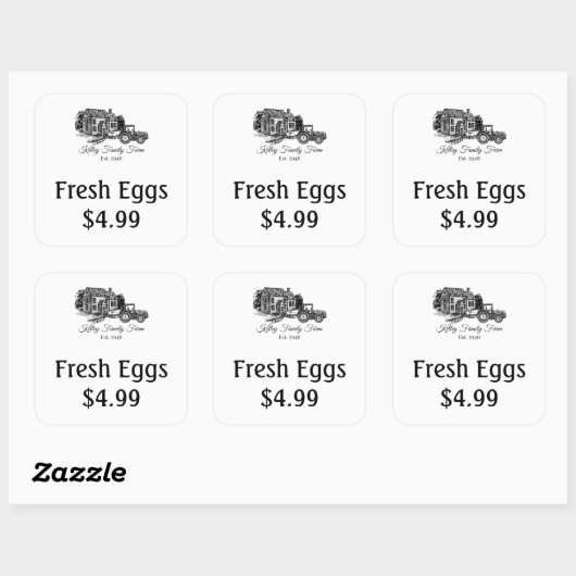 Boerderij Fresh Egg prijsetiketten aanpassen Vierkante Sticker (Vel)