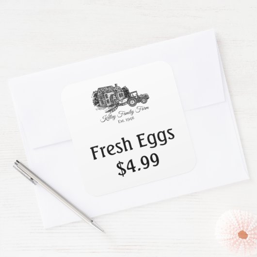Boerderij Fresh Egg prijsetiketten aanpassen Vierkante Sticker (Envelop)