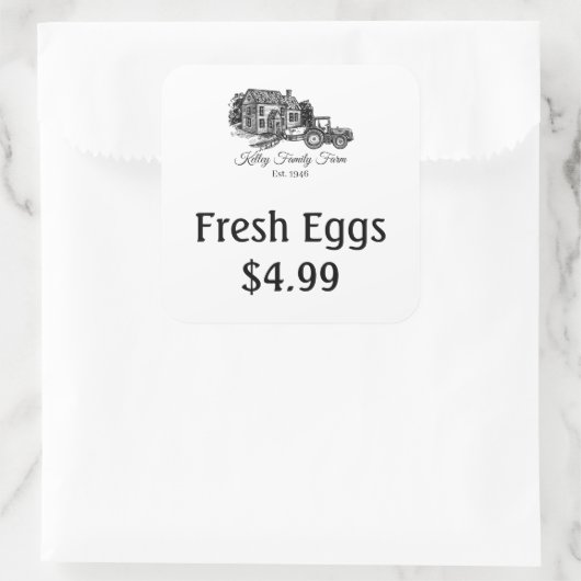 Boerderij Fresh Egg prijsetiketten aanpassen Vierkante Sticker (Tas)