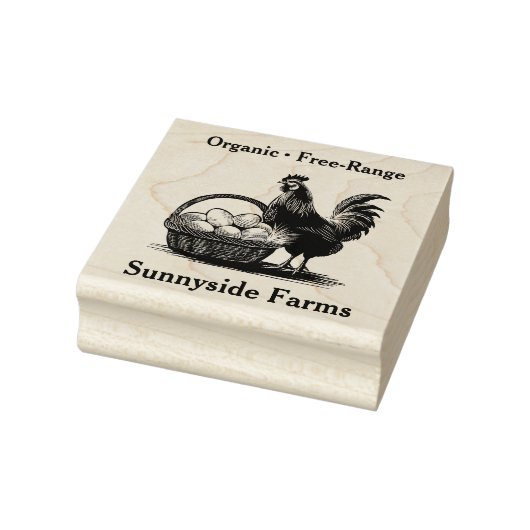 Boerderij Fresh Eggs Chick met rustieke mand Rubberstempel (Stempel)