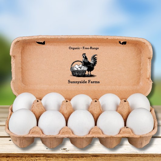 Boerderij Fresh Eggs Chick met rustieke mand Zelfinktende Stempel