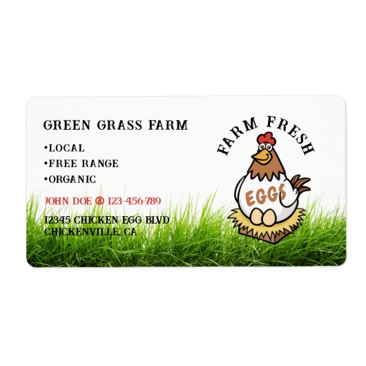 Boerderij Fresh Eggs Custom Egg Carton Label (Voorkant)