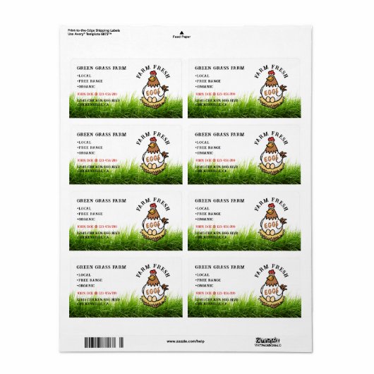 Boerderij Fresh Eggs Custom Egg Carton Label (Full Sheet)
