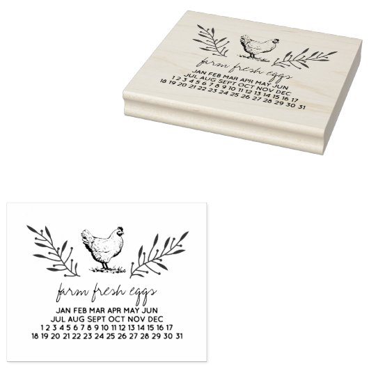 Boerderij Fresh Eggs Dates Egg Karton Stempel (Gestempeld)