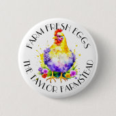 Boerderij Fresh Eggs | Gepersonaliseerd Ronde Button 5,7 Cm (Voorkant)