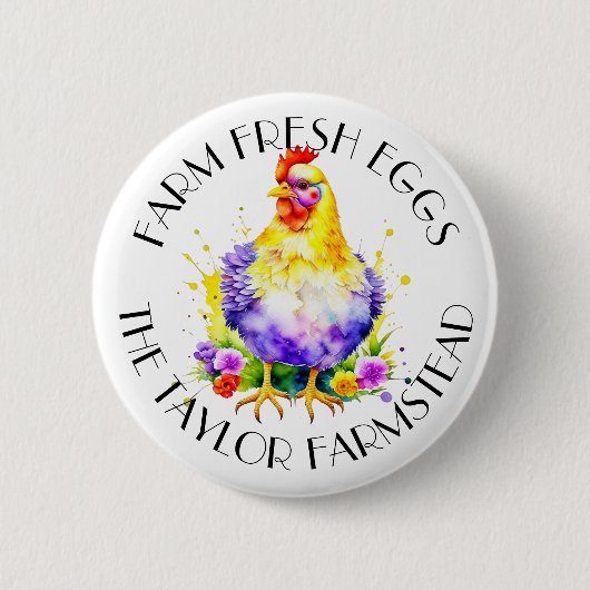 Boerderij Fresh Eggs | Gepersonaliseerd Ronde Button 5,7 Cm (Voorkant)