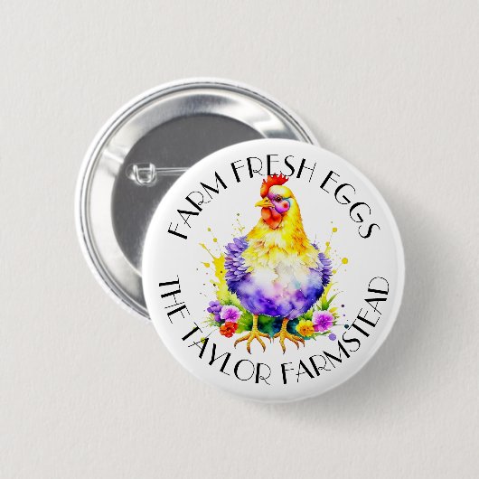 Boerderij Fresh Eggs | Gepersonaliseerd Ronde Button 5,7 Cm (Voorkant /achterkant)