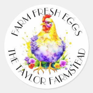 Boerderij Fresh Eggs   Gepersonaliseerd Ronde Sticker