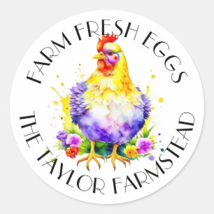 Boerderij Fresh Eggs   Gepersonaliseerd Ronde Sticker