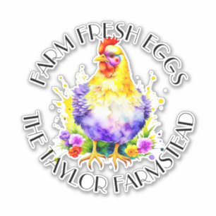 Boerderij Fresh Eggs Gepersonaliseerd Sticker