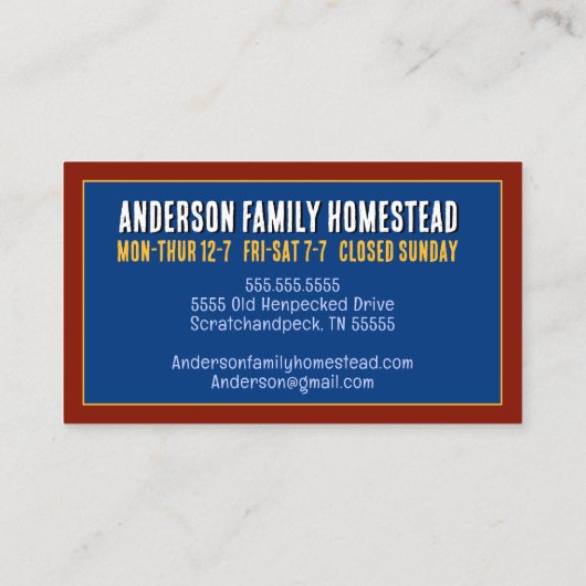 Boerderij Fresh Eggs Kleurrijke Homestead Egg Boer Visitekaartje (Achterkant)