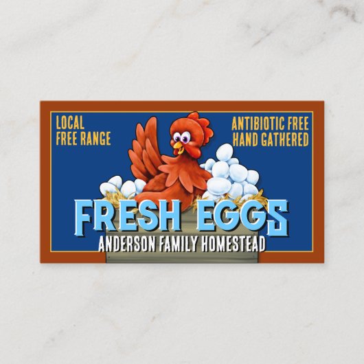 Boerderij Fresh Eggs Kleurrijke Homestead Egg Boer Visitekaartje (Voorkant)