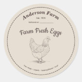 Boerderij Fresh Eggs Label Bruine Sticker (Voorkant)