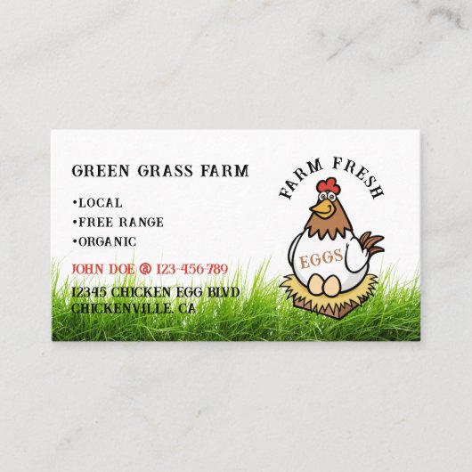 Boerderij Fresh Eggs Nieuwigheid Design Visitekaartje (Voorkant)