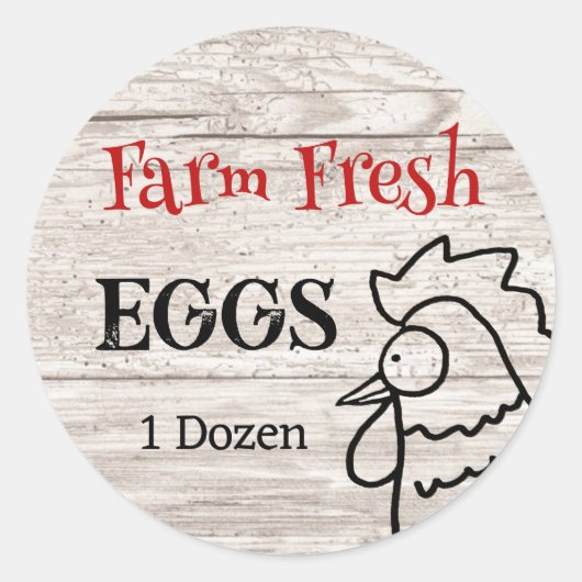 Boerderij Fresh Eggs Nosey Rooster Ronde Sticker (Voorkant)