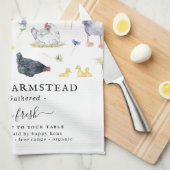 Boerderij Fresh Eggs | Rustiek Boerderij Monogram Theedoek (Quarter Fold)