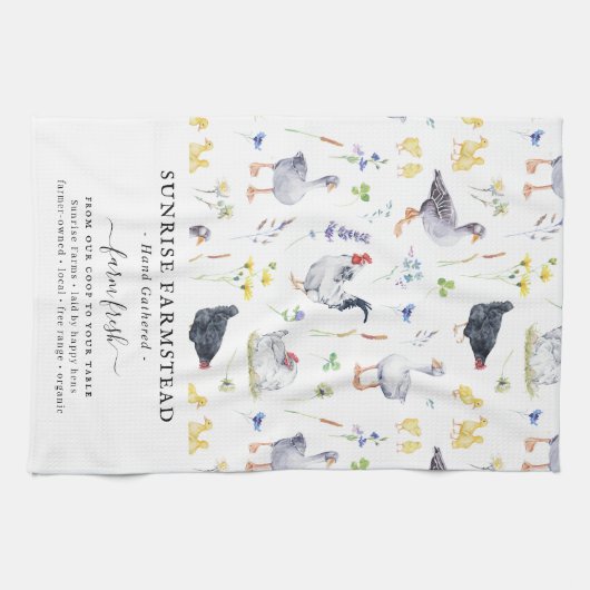 Boerderij Fresh Eggs | Rustiek Boerderij Monogram Theedoek (Horizontaal)