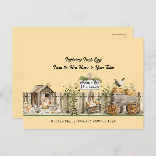 Boerderij Fresh Eggs - Van het kippenhok naar uw t Briefkaart (Voorkant / Achterkant)