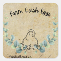 Boerderij Fresh Eggs vierkante sticker