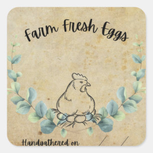 Boerderij Fresh Eggs vierkante sticker