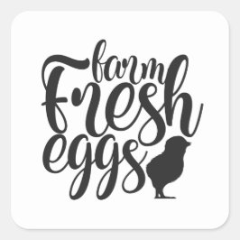 Boerderij Fresh Eggs Word Art Vierkante Sticker